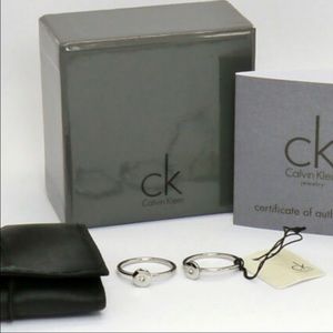 NWT Calvin Klein Silver Ellipse Duo Ring Set